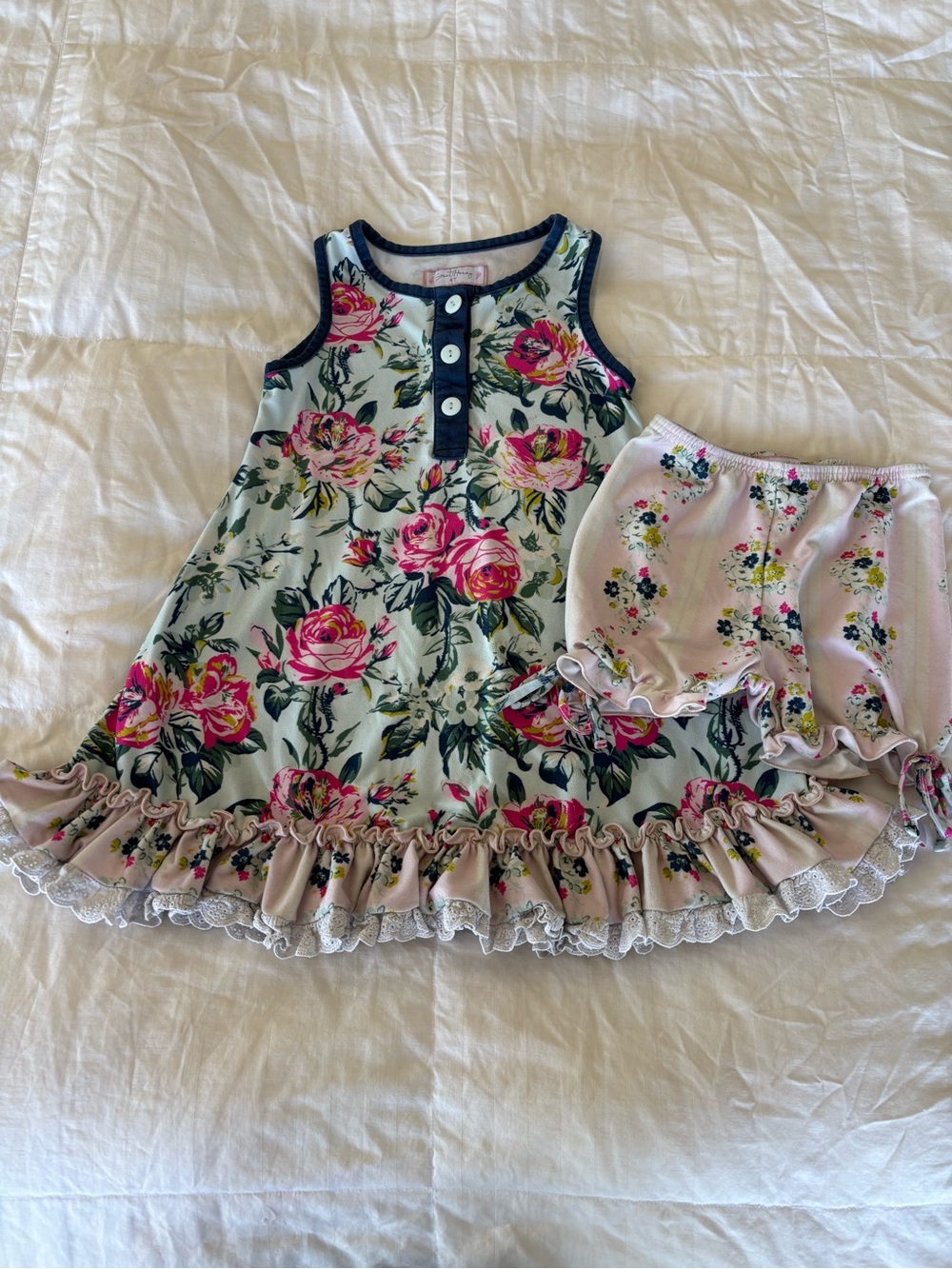 4T Sweet Honey Girls Pajama sleep gown Dress and bloomer Shorts Set